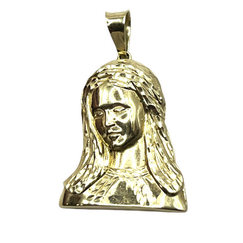 14K Gold Virgin Mary Face Necklace